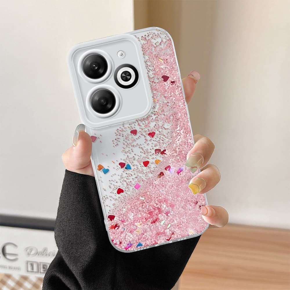 Capinha Capa Para Infinix Smart 8 Pro HD Plus Hot 40i Glitter Degradê Corações Coloridos Anti Impacto De Celular 0441TSY