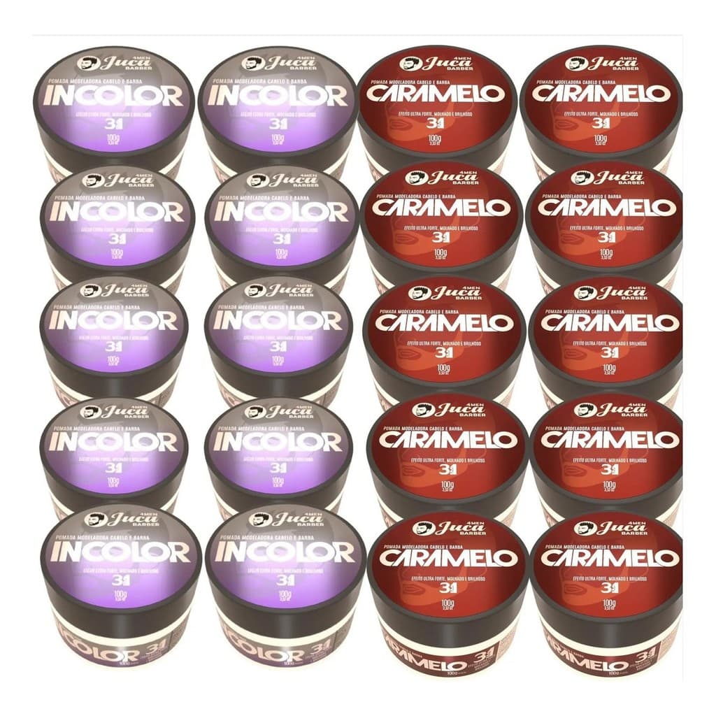 Kit 20un Pomada Modeladora Capilar 100g Caramelo E Incolor