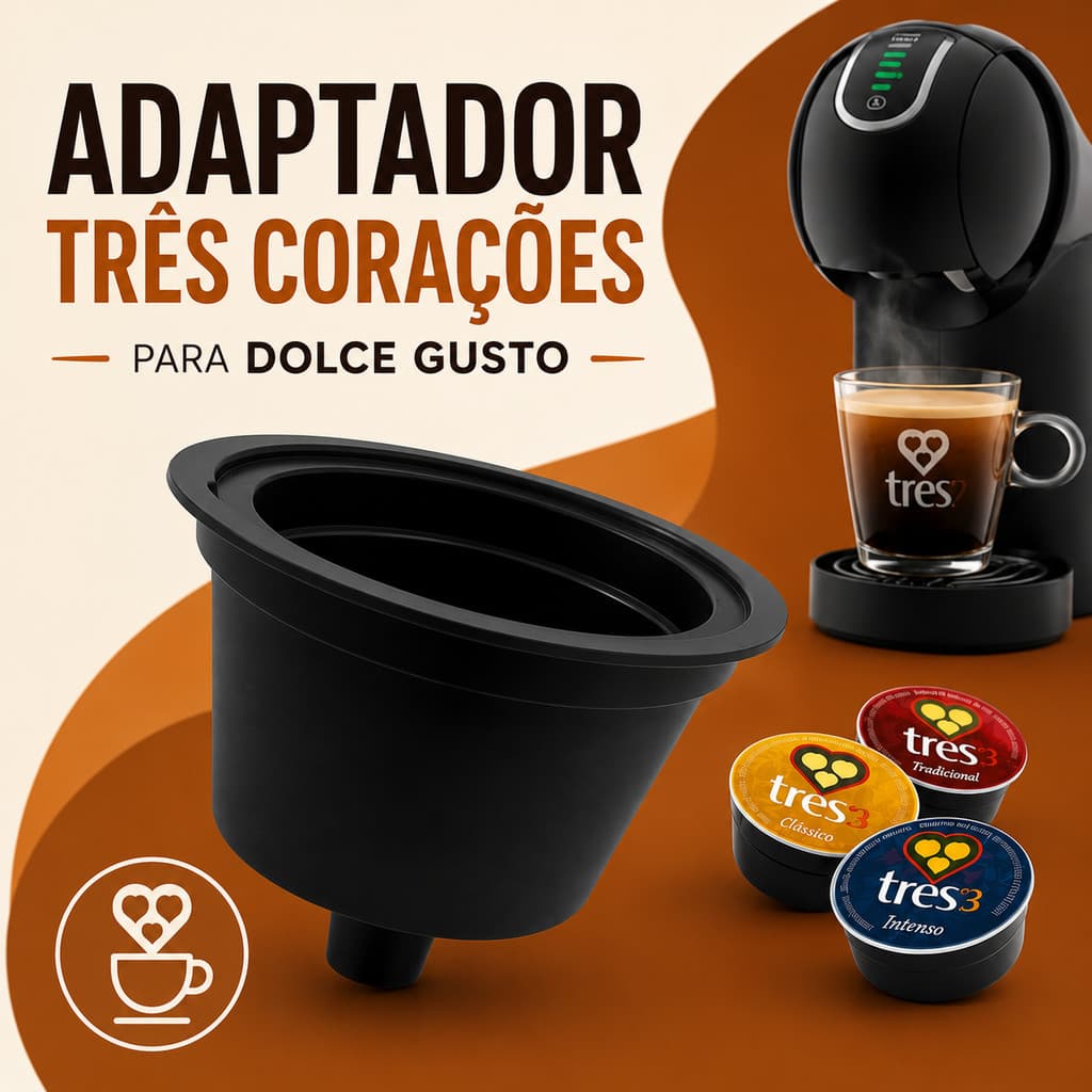 Adaptador para Capsula Tres Coracoes em Cafeteira Dolce Gusto Reutilizavel Compativel Cafe