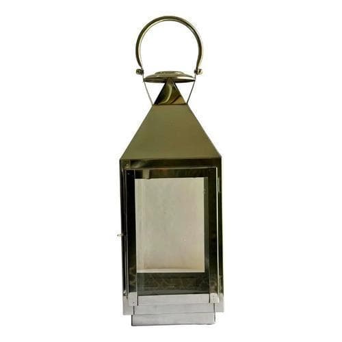 Lanterna Decorativa Em Inox Brilhante E Vidro LANTERNA 17X17X45 CM