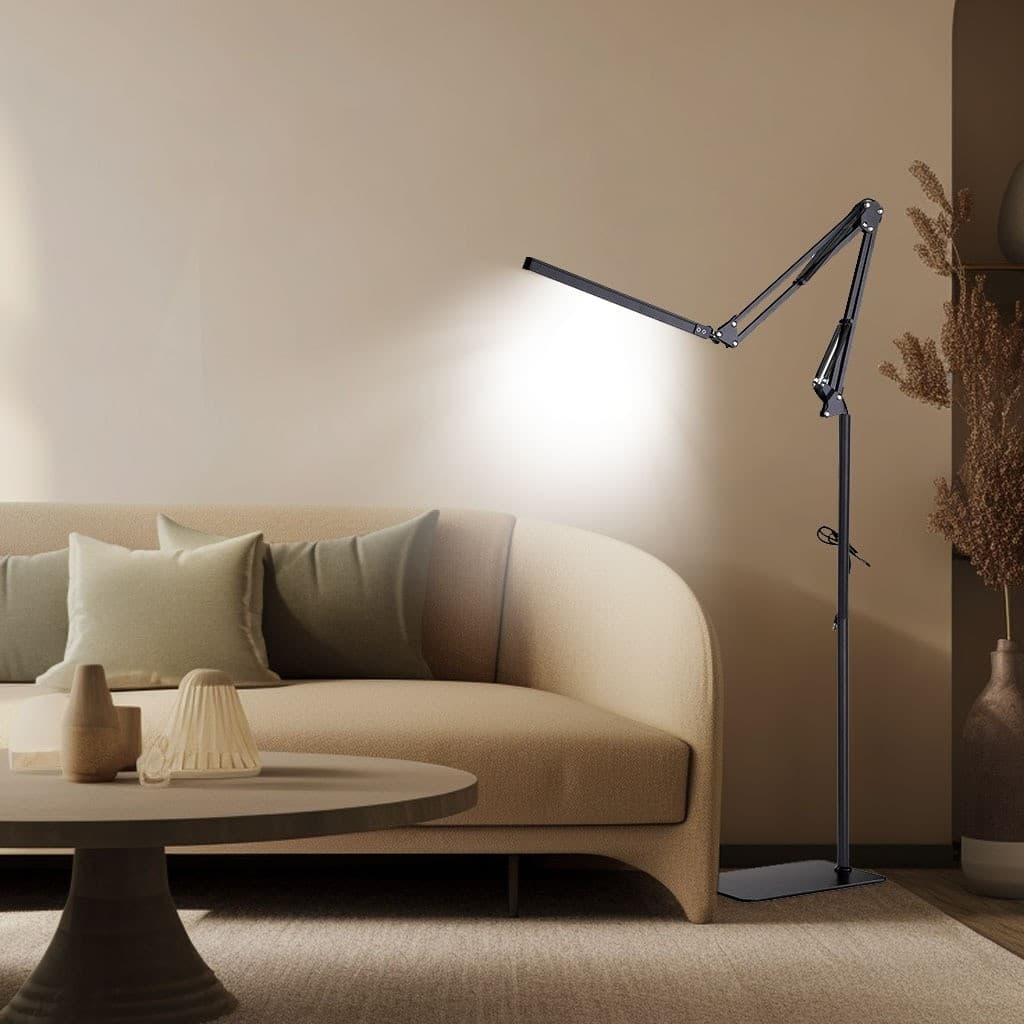 luminária de piso 190cm bivolt articulada chão pedestal coluna lustre metal Luz LED no Pix 4.82 Variação: