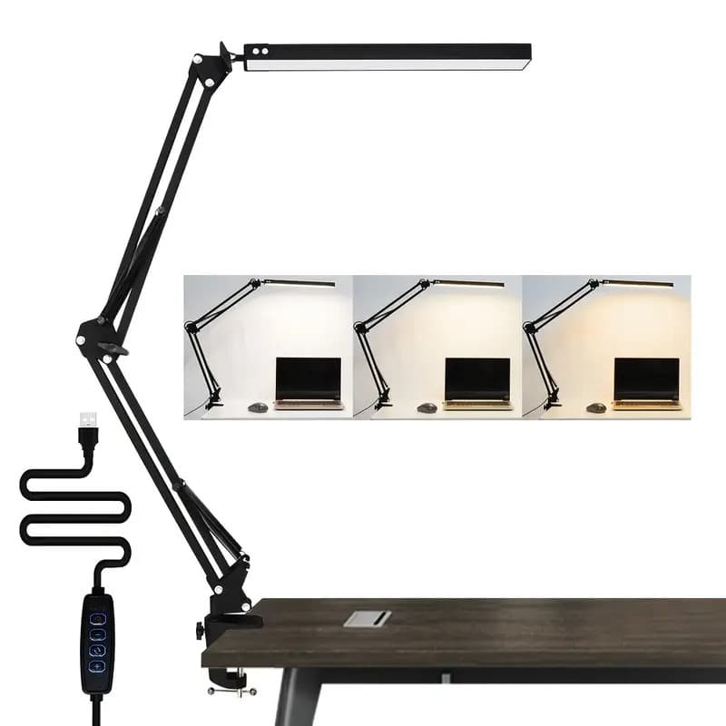 Candeeiro de mesa LED com clipe de mesa, candeeiro de mesa com proteção para os olhos com cupom - Variação: