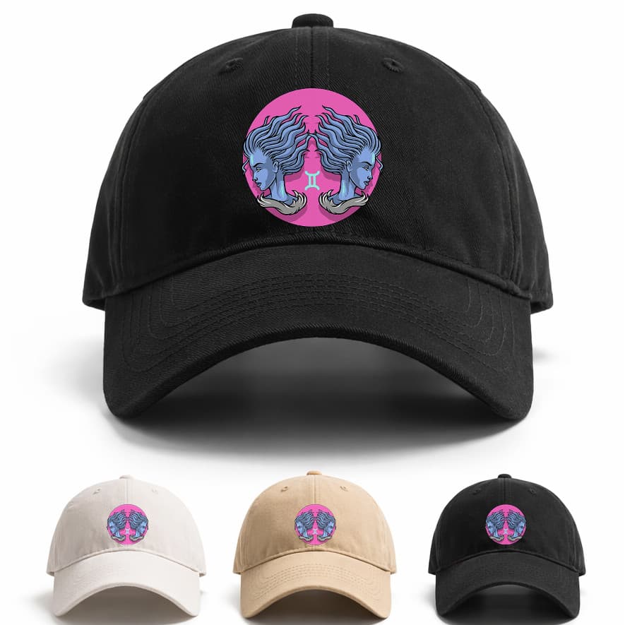Boné Estampado Signo Gêmeos Gemini Zodíaco Astrologia Geek Qualidade Masculino Feminino Ajustável