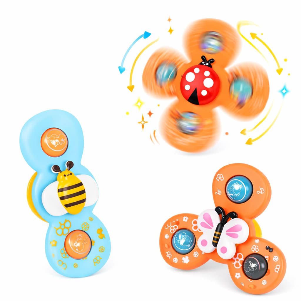 Kit 3 Brinquedos Sensoriais Giratórios com Ventosa Infantil Educativo