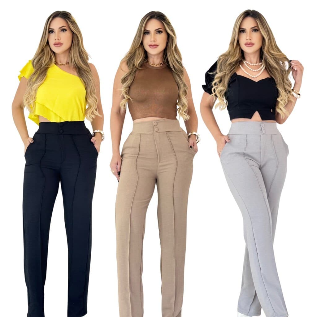 Calça Alfaiataria Feminina Social Executiva Confortável Cores variadas