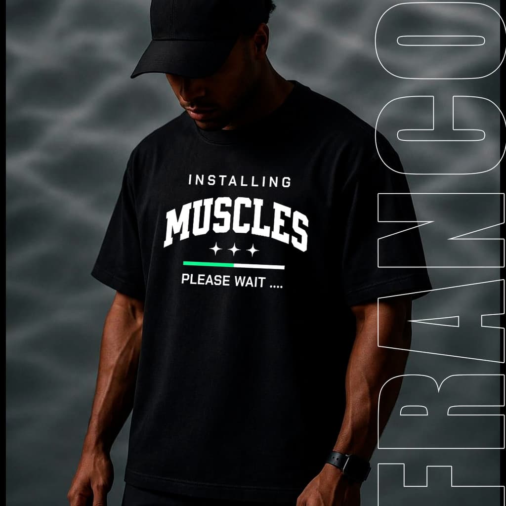 Camiseta Oversized Esportes Installing Muscles  Camisa Unissex 100% Algodão Premium