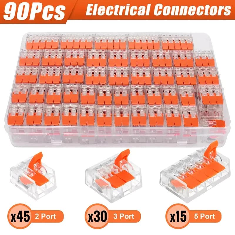 kit 90 Peças Conector Compacto Elétrico Emenda E Derivação 2, 3 e 5 vias 4mm e 6mm Vendido(s) - Variação: