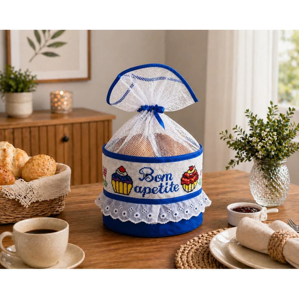 Cesta de Pão Ponto Cruz Decorativo Cozinha Casa Estampado