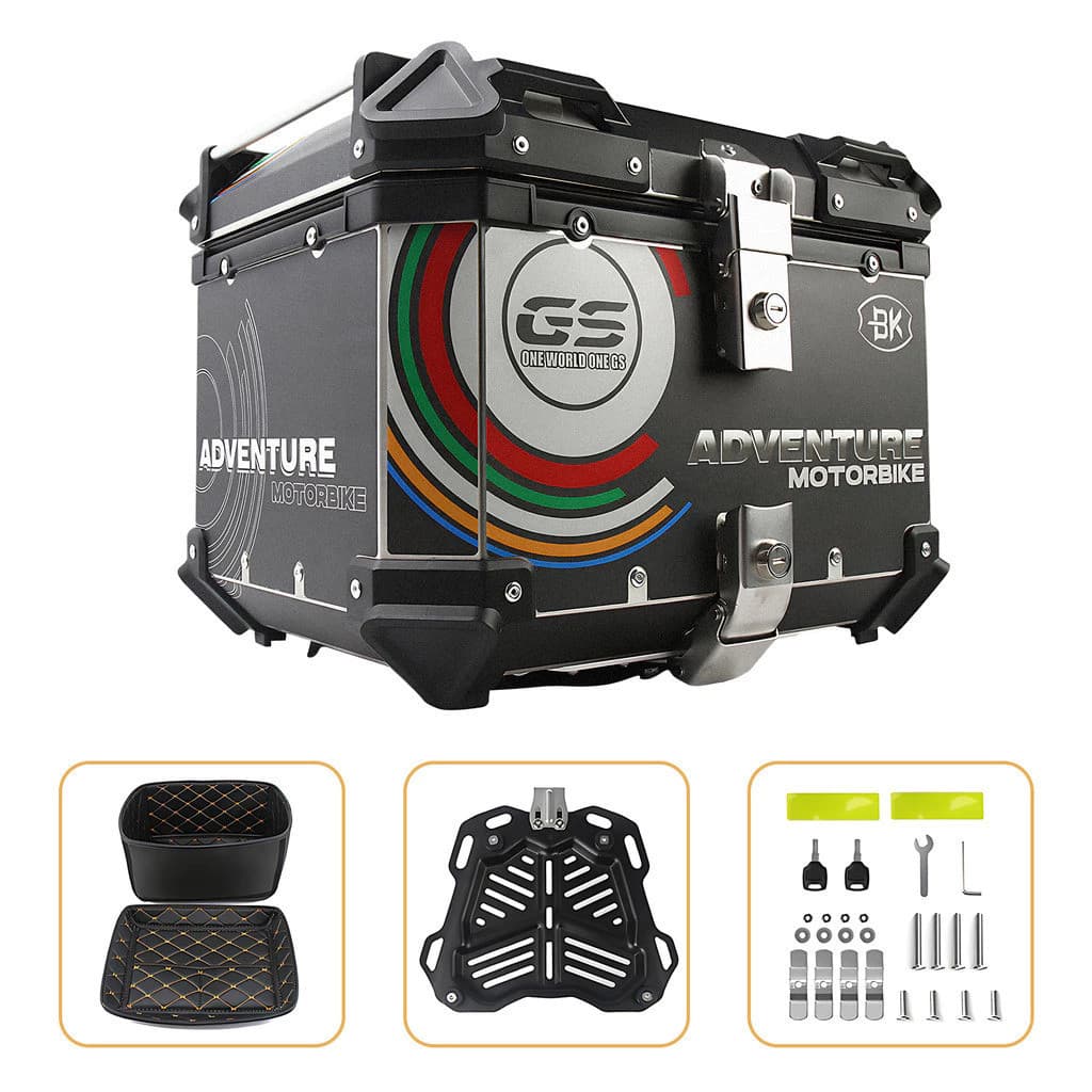 Caixa Traseira Para Motocicleta 45/65 Litros,Alumínio Durável Vedação Impermeável,Para Viagens Longas e Delivery