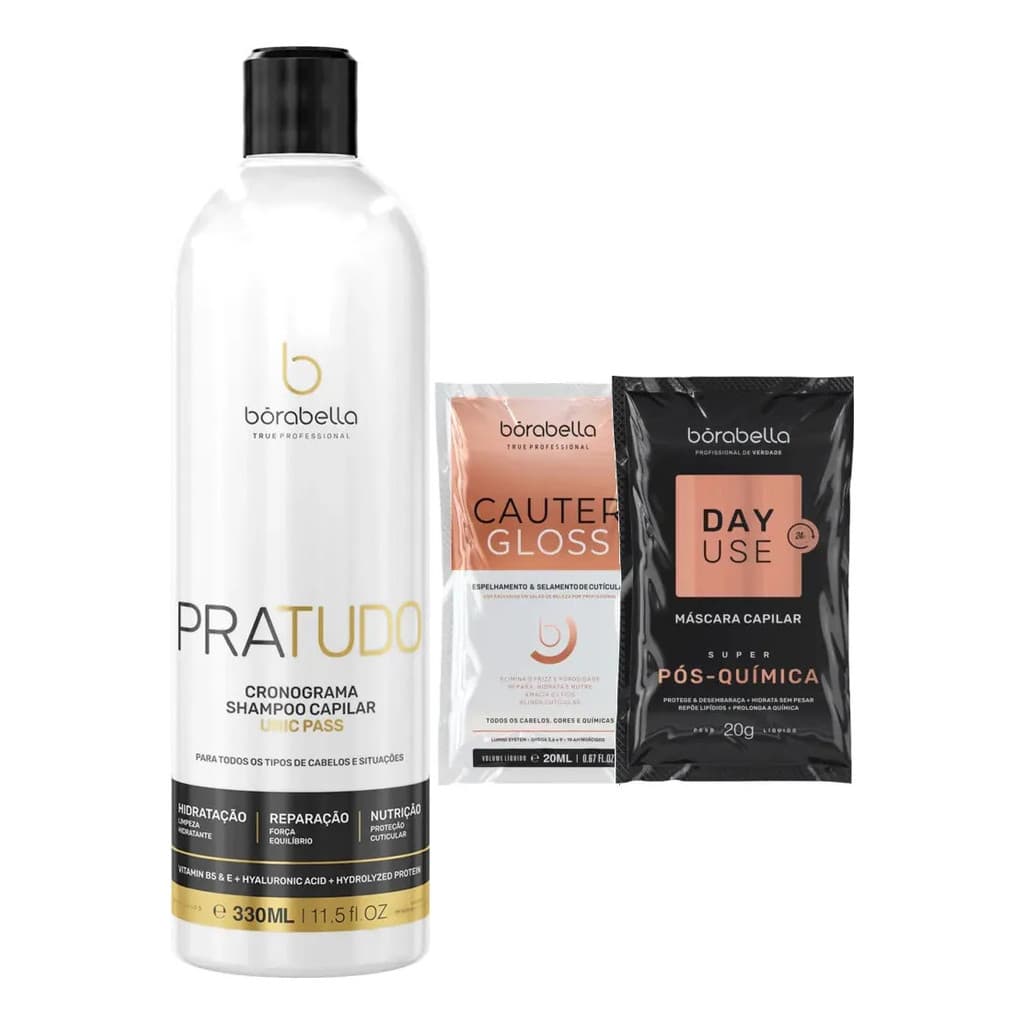 Borabella Shampoo Pra Tudo Hidrata Nutre 330ml + Sachês