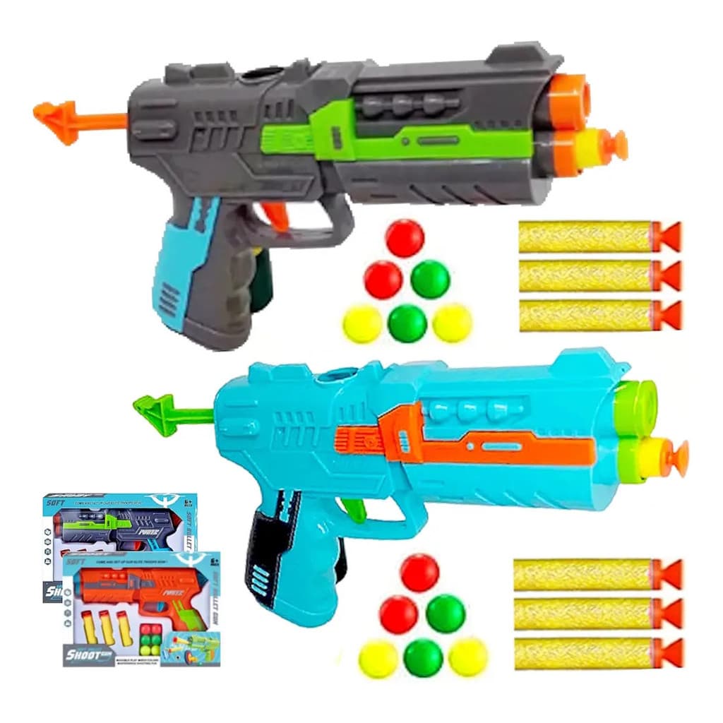 Kit 2 Pistolas Lança Dardos Bolinhas Arminha Ddg Infantil C Colorido
