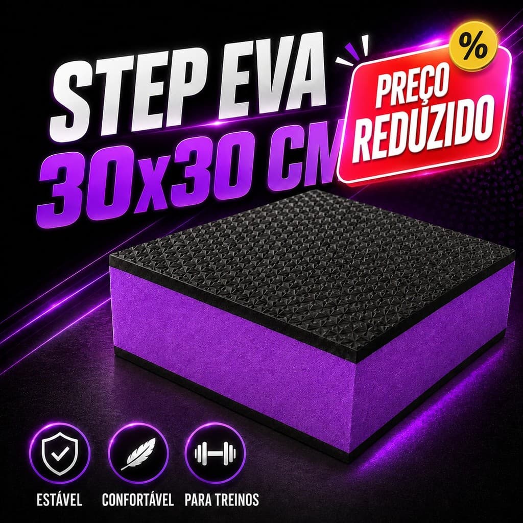 Step Academia 30x30x10 EVA Antiderrapante Plataforma Fitness Agachamento Glúteo Treino