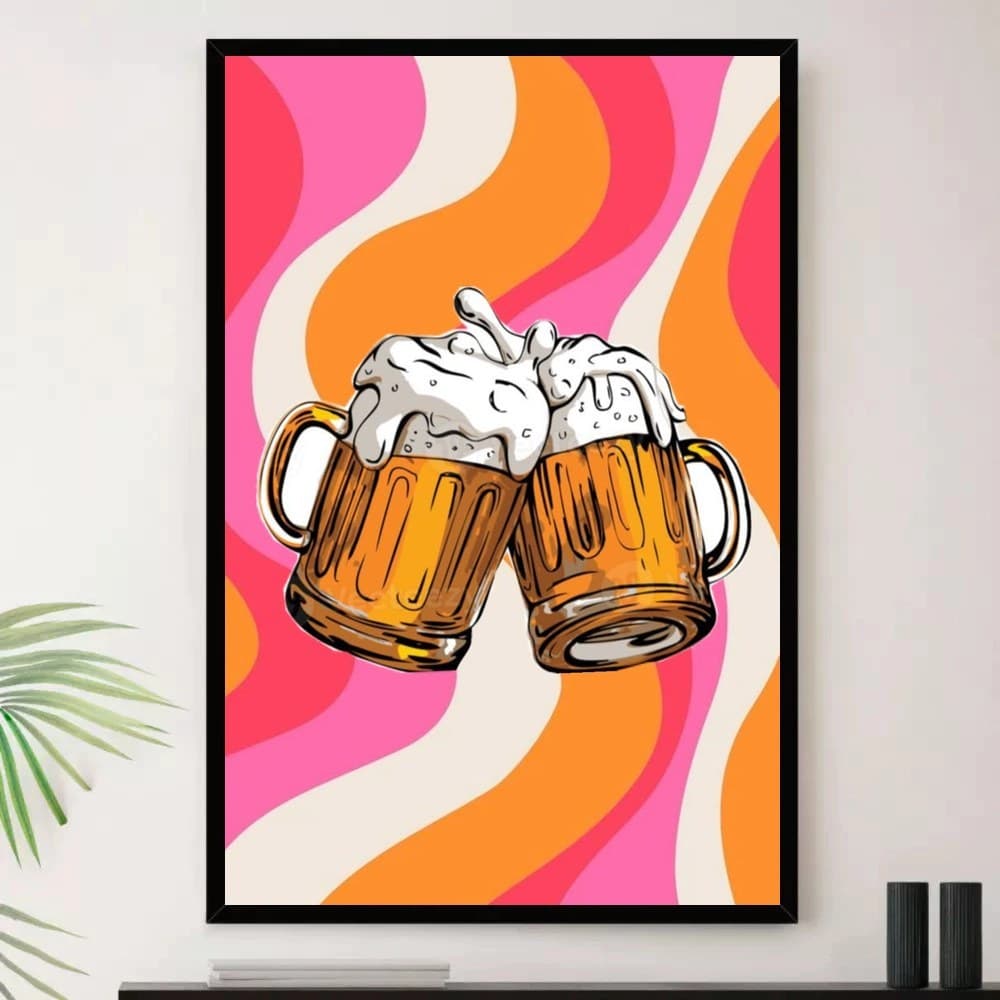 Quadro Placa Decorativa Composição Vibrante Expressão Artística em Branco e Laranja