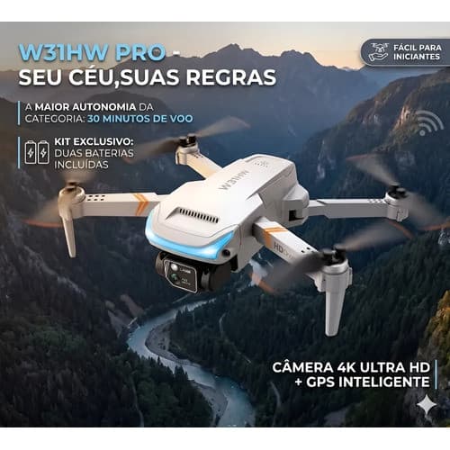 Drone para Iniciantes com Câmera HD 4K Wi-Fi e 2 Baterias
