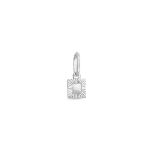 PINGENTE DE PRATA QUADRADO 5MM BOTÃO DIAMANTADO