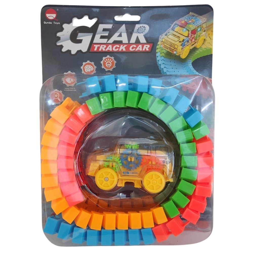 Pista Trilha Maluca Infantil Flexivel Com Peças Coloridas E 1 Carrinho