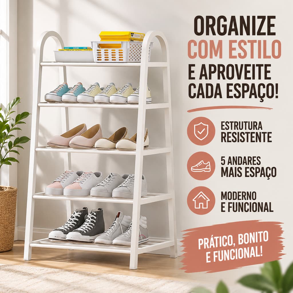 Sapateira Em Pé Multifuncional Organizador de Calçados Compacto Resistente Para Hall e Quarto