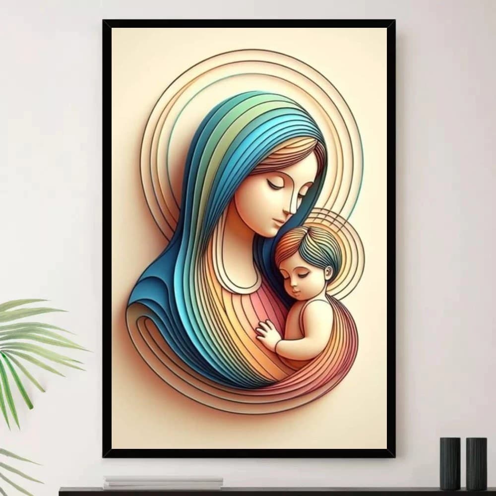 Quadro Placa Decorativa Composição em Tons Quentes em Creme, Terracota e Branco
