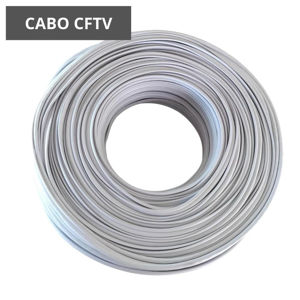 Cabo Coaxial CFTV Flexível 2 Vias 80% Malha 100m - Ideal para Segurança