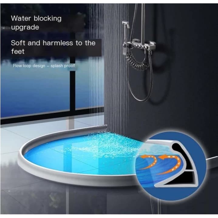 Barreira de Agua Retenção em Silicone Vedação Area Molhada Banheiro Box mil+ Vendido(s) - Preto 1,5m