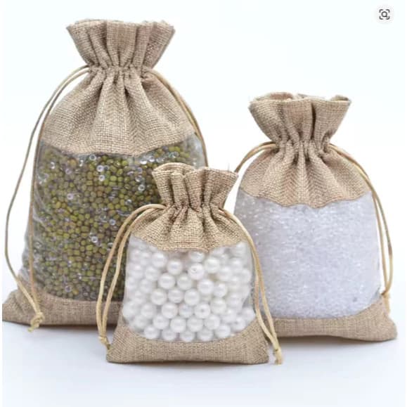 Kit com Saco Juta Algodão Crú Com Visor Avaliação da loja - 10*15