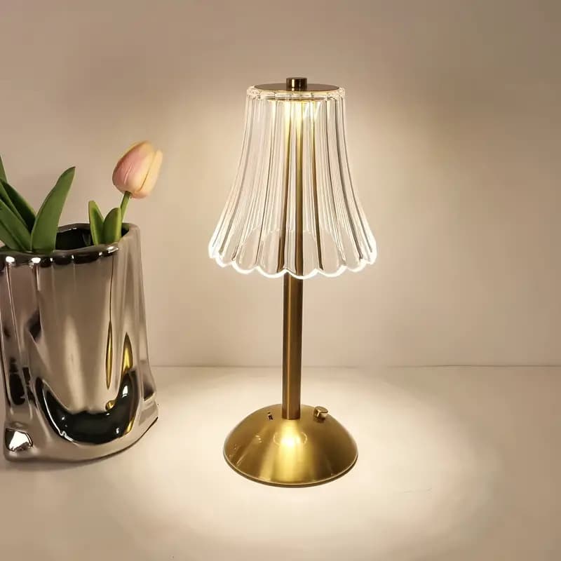 Abajur Recarregável de Mesa dourado Aço inoxidável Luz Touch sem fio LED Luminária de mesa P/quarto 4.94 Variação: