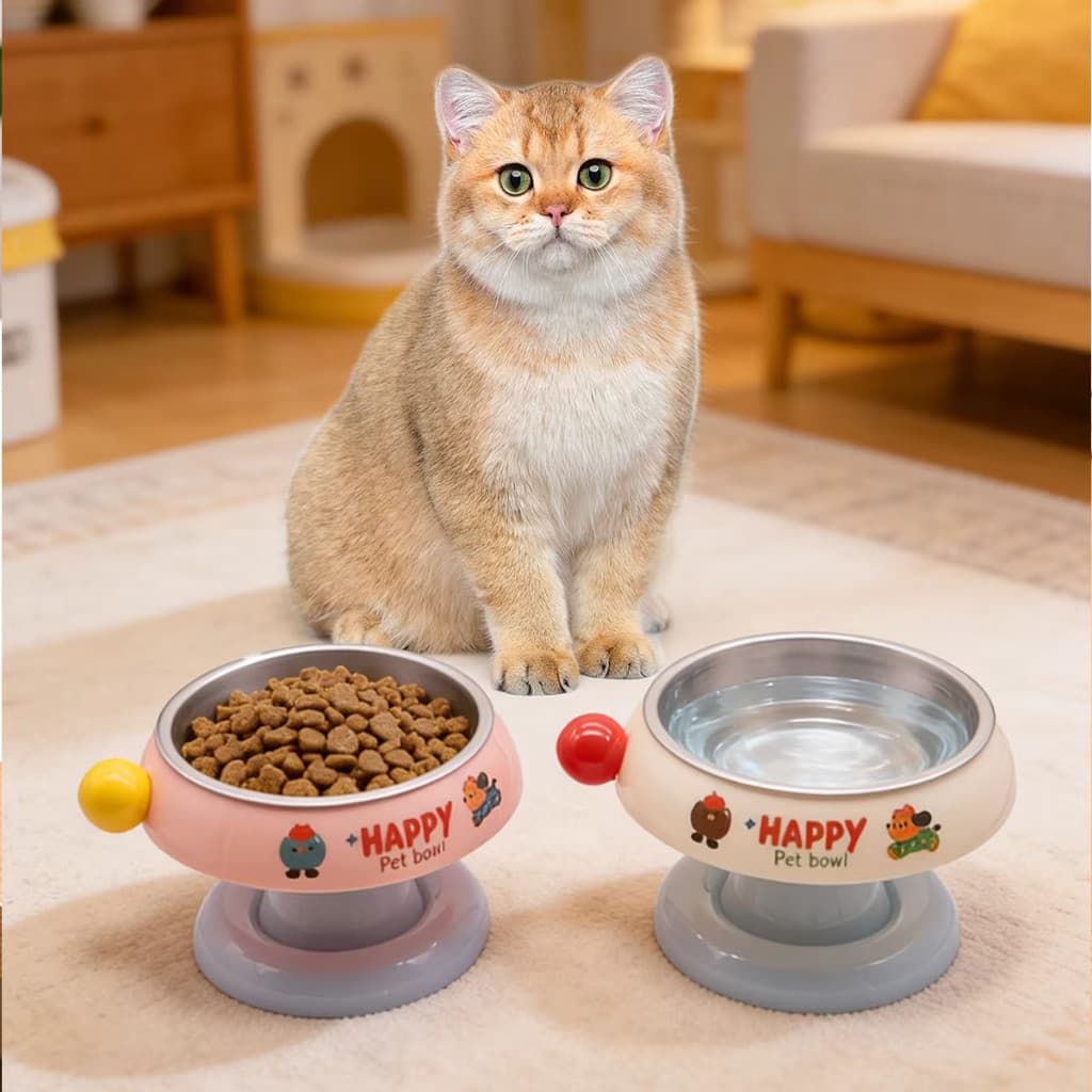 Comedouro Tigela Bebedouro Pet Elevado Alto com Inox Cães e Gatos 300ml Vendido(s) - Variação: