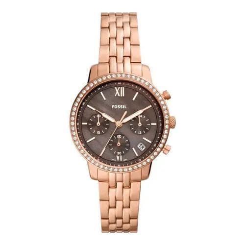 Relógio Feminino Fossil Neutra Em Pulseira De Aço Cor Ouro Rosa