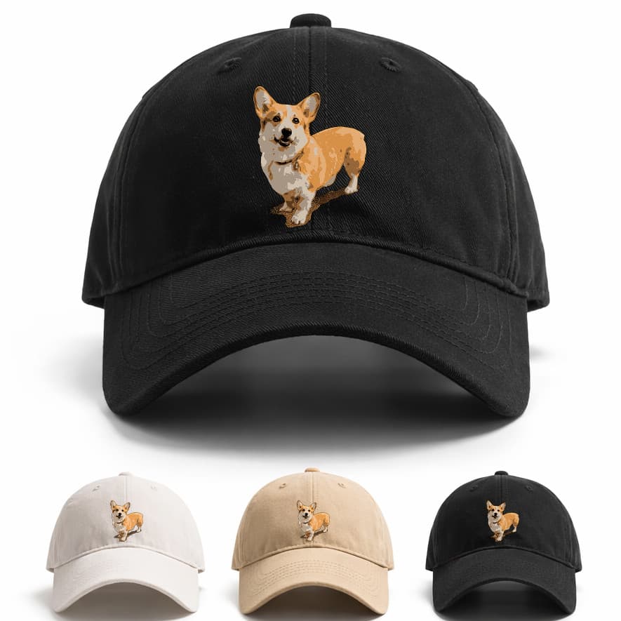 Boné Aba Reta Ajustável Cachorro Corgi Realista Fofo Pet Lover Casual Masculino Feminino Qualidade