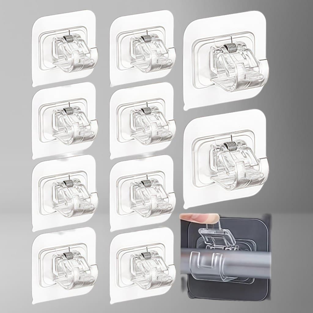 Suporte Adesivo para Varão de Cortina Kit 2/4/6/8 Peças Gancho Sem Perfuração