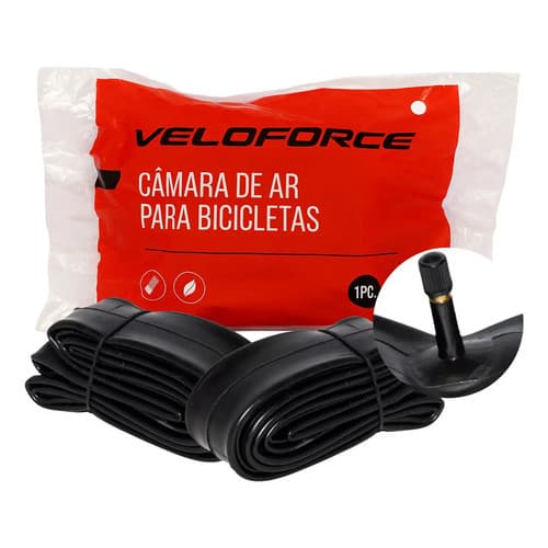Kit 2 Câmara De Ar Aro 16 X 1.75 Veloforce Válvula Grossa Preto