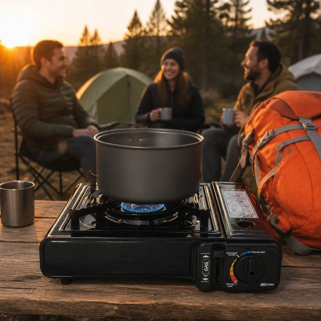 Fogareiro Fogão Portátil A Gás Camping Pesca 1 Boca Maleta Chama Praia Acampamento NTK
