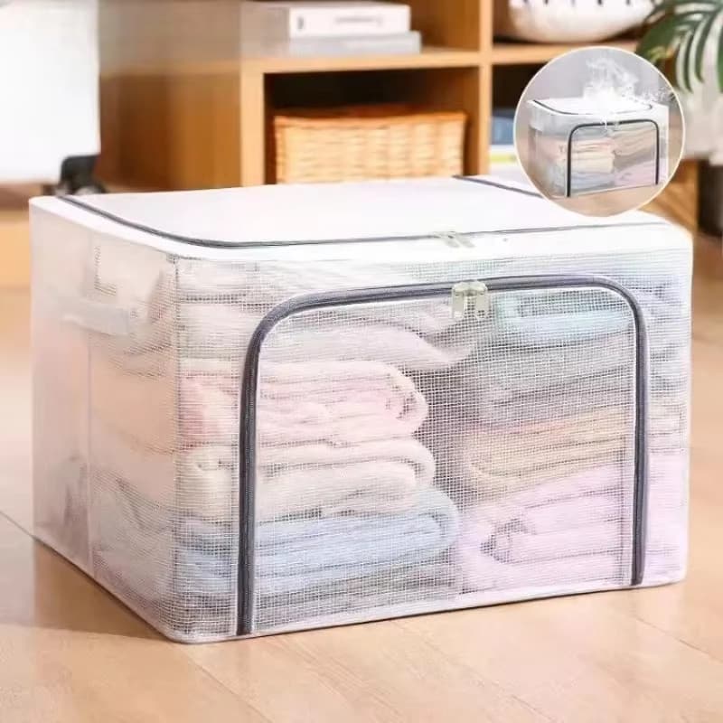 Caixa Organizadora Transparente 24L 66L 100L c/ Zíper PVC, À Prova d'Água e Umidade, para Casa e Guarda-Roupas Avaliação