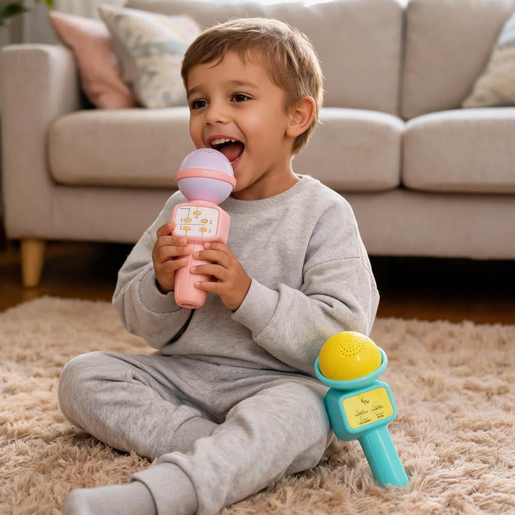 Microfone Musical Infantil Com Efeitos De Luz E Mudança De Voz ≈20×7cm Brinquedo Educativo Interativo Para Crianças De