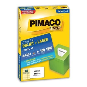 Etiqueta Pimaco A4361 Com 100 Folhas 1800 Unidades Oferta