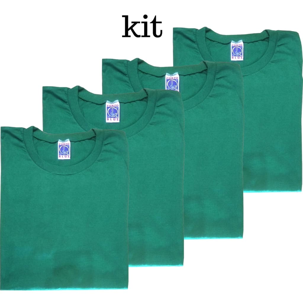 Kit 4 camisetas Verde Bandeira masculina plus size Lisa Básicas Slim Fit