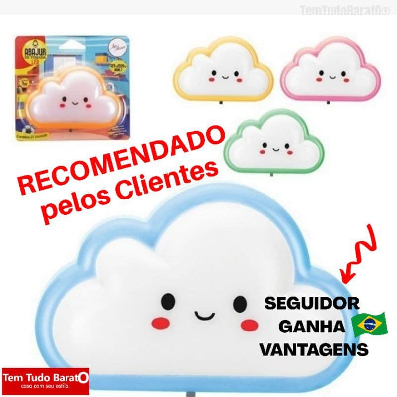 Luminária Abajur Tomada NUVEM Abelha Pato Banheira Coruja Coelho Noturna Decoração Infantil