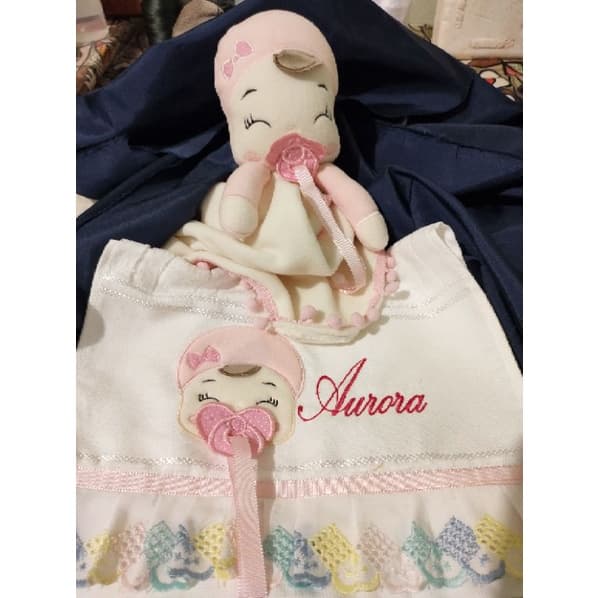 Naninha e toalha de boca/ toalha dolher/naninha/bebê/recém nascido/criança/porta chupeta/