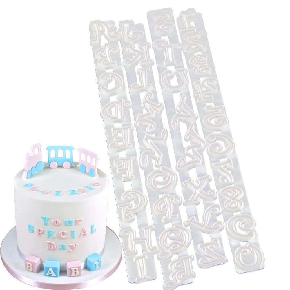 Molde Cortador de Letras Alfabeto 6 peças Pasta Americana Biscuit Fondant