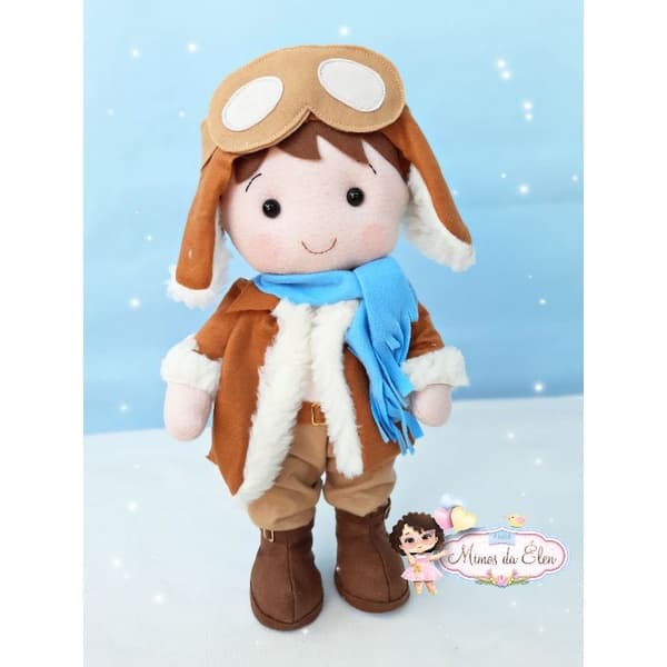 Boneco aviador de feltro menino aviador decoracao pronta entrega