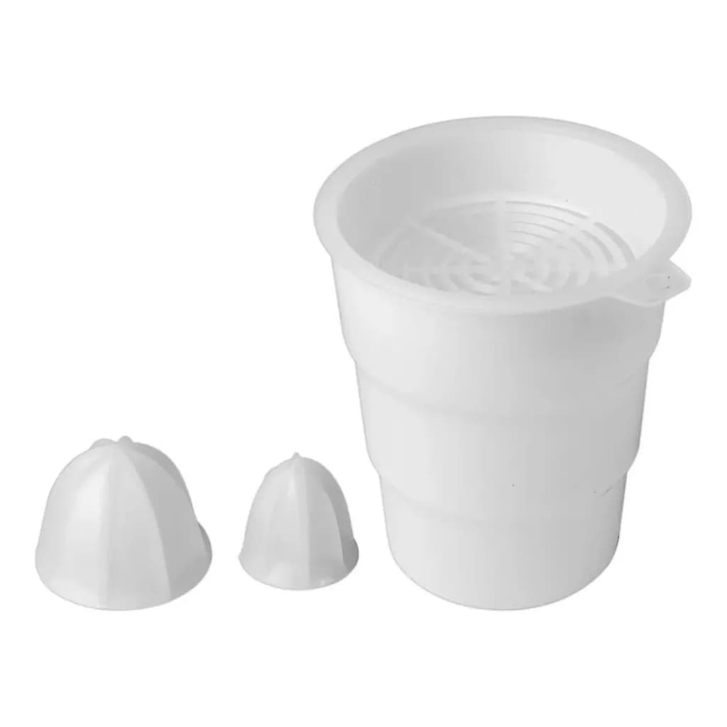 Conjunto Carambolas Castanha  Laranja Limão, Copo e Peneira Espremedor Suco Loren Sid