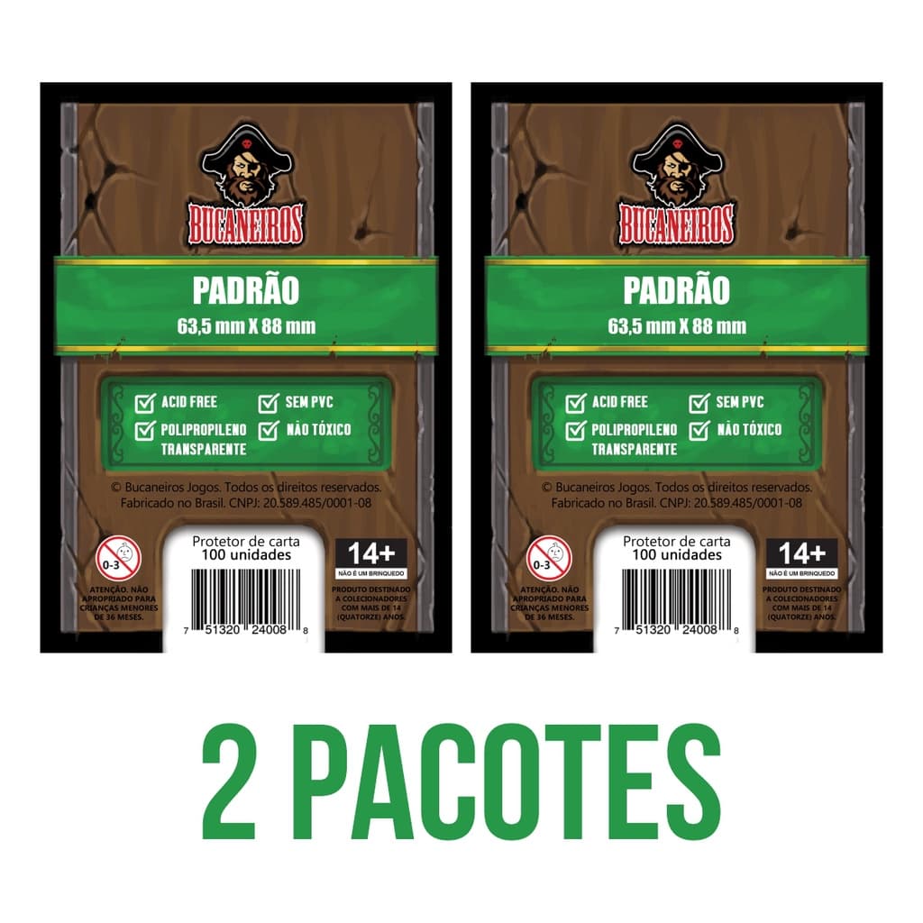 Kit 2 Pacotes De Sleeves Padrão Bucaneiros 66mm x 91mm Pokemon Magic
