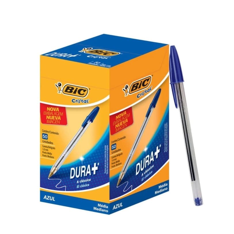 kit 3 Caneta Bic Azul Esferográfica Ponta Média