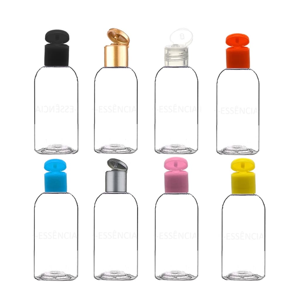 50 Frascos Plástico Pet 60 Ml Oval Flip Top para álcool gel, shampoo, sabonete líquido e cremes