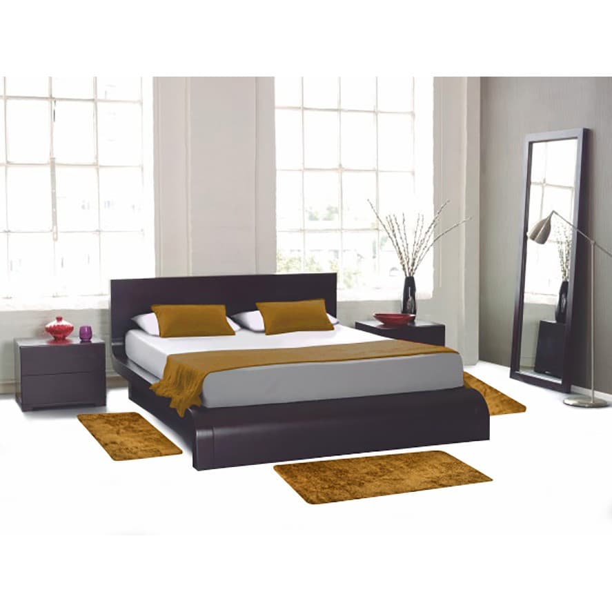 Tapete Kit Jogo 3 Peças Para Quarto Beira De Cama Casal Pelo Macio 100% Antiderrapante Não Escorrega Varias Cores