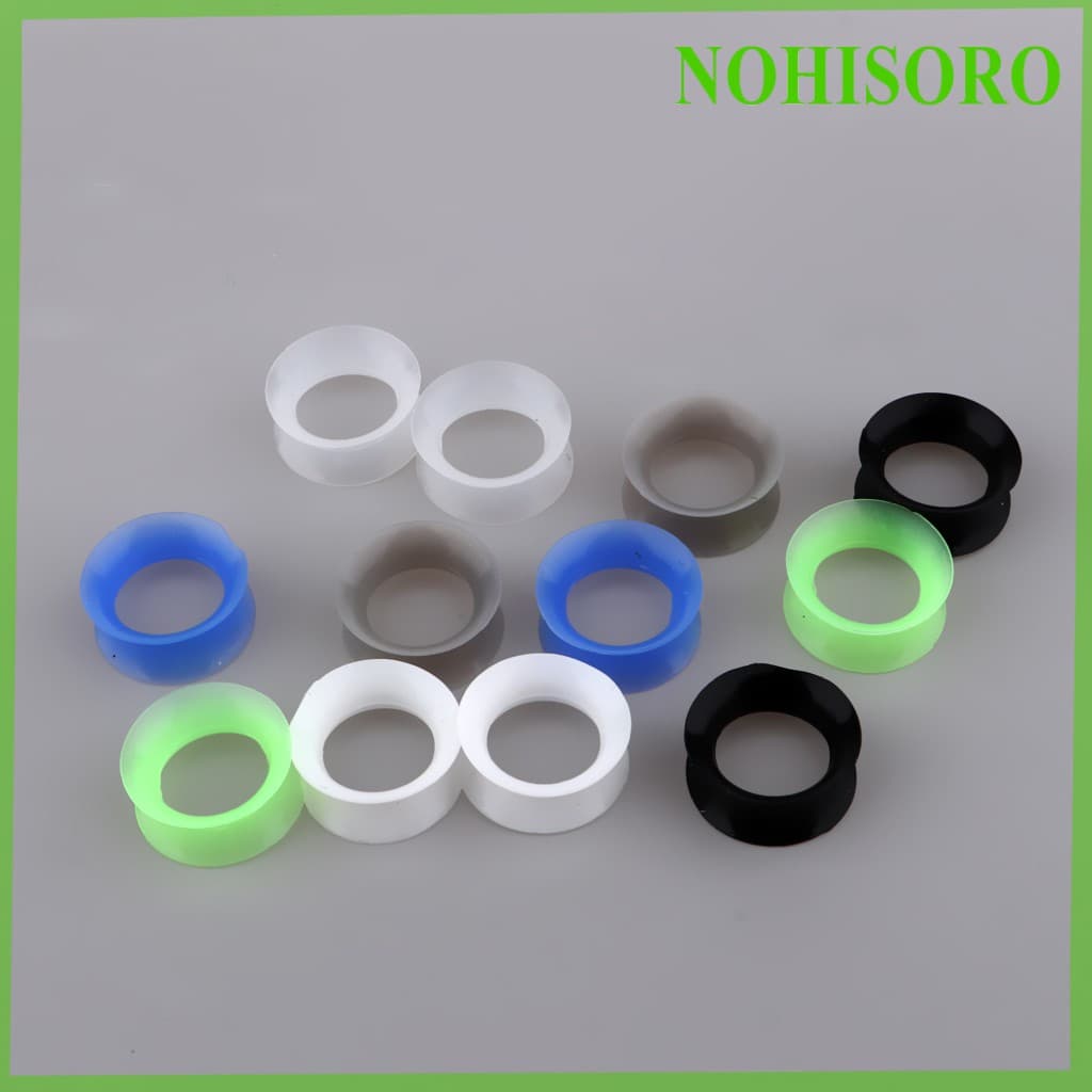 [nohisoro] 6 Pares De Túneis De Ouvido E-Medidores De Silicone Com Alargamento Duplo-Maca