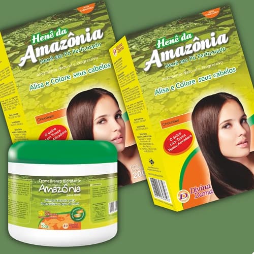 Henê Em Pó Amazônia Chocolate Divina Dama 200gr - KIT C/ 2 HENÊS + CREME ATIVADOR - HENÊ EM PÓ PERFUMADO - EFEITO LISO NATURAL - Henê Chocolate - Henê Amazônia Chocolate - Alisante para cabelos, Seus Cabelos Lisos sem Formol e Chapinha