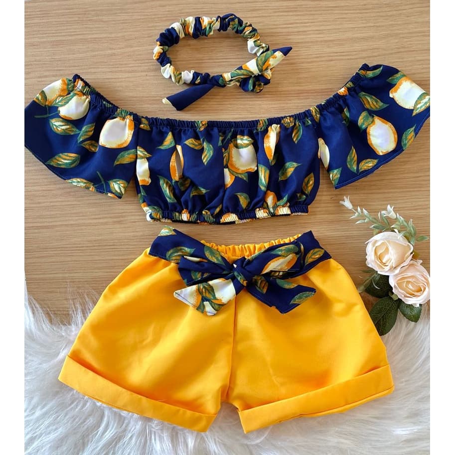 Blusa + Shortinho + Tiara (completo) Só Hoje!!