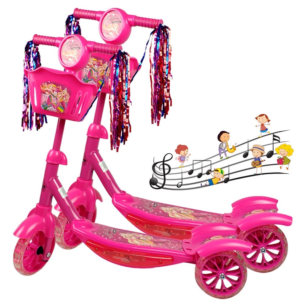 Atacado Patinete Infantil Princesa Sereia 3 Rodas Luz Musical Freio Altura Ajustável +3 Anos-Toy King
