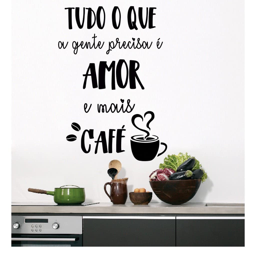 Adesivo cantinho do café, cafeteira,cafeteria, garrafa de café decoração Tudo o que a gente precisa é amor e café